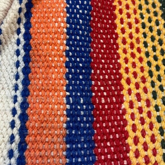 Southwestern Style Striped Woven Cotton Hobo Shoulder Bag Tote - Picture 8 of 9